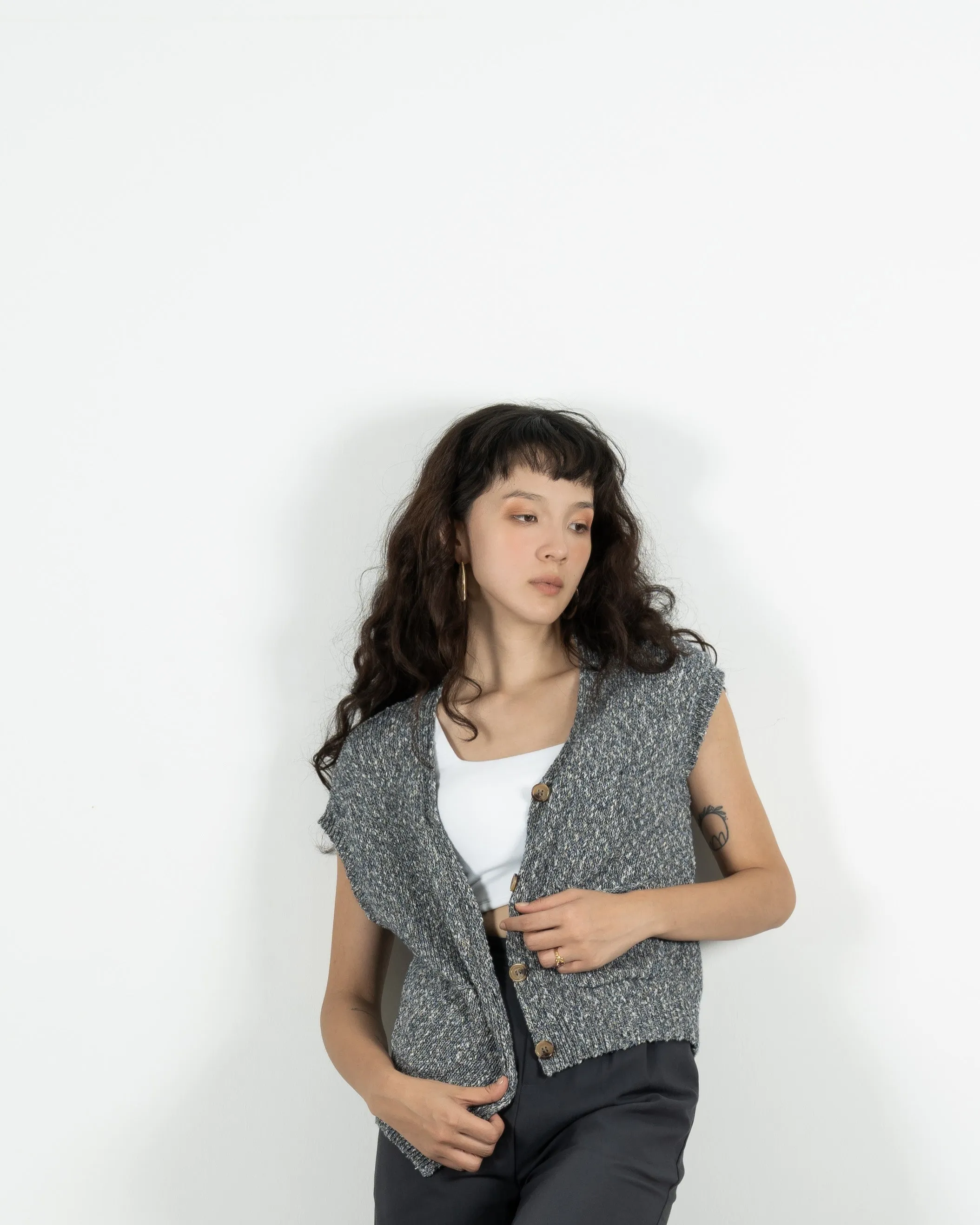 Sleeveless Knit Vest (Blue Mix)