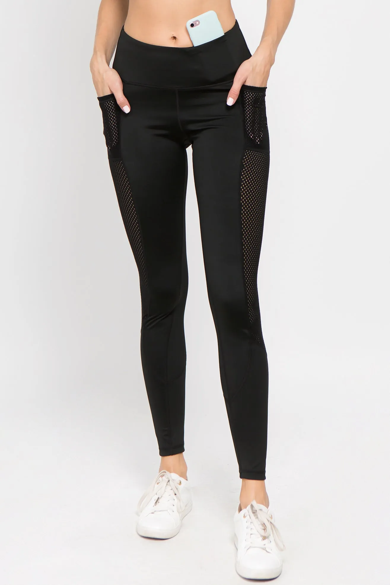 Sporty Jersey Mesh Active Pocket Legging