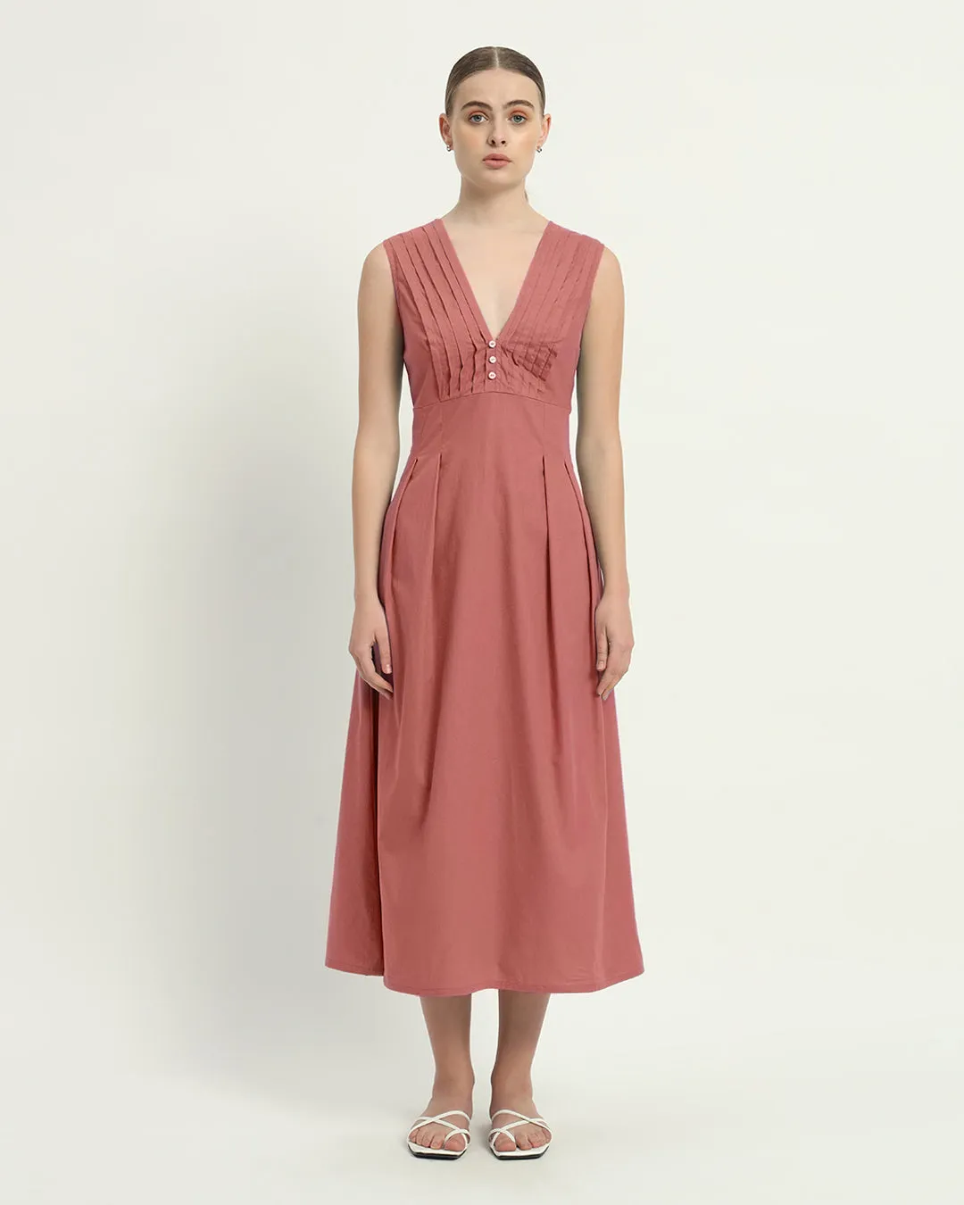 The Mendoza  Ivory Pink Cotton Dress