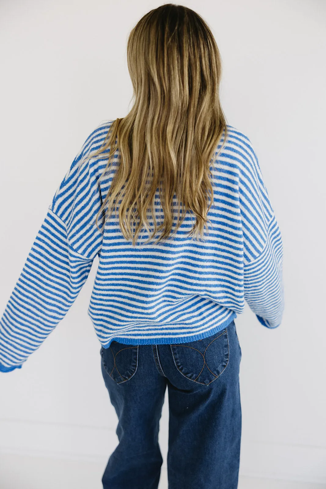Tyler Stripe Cardigan - Blue