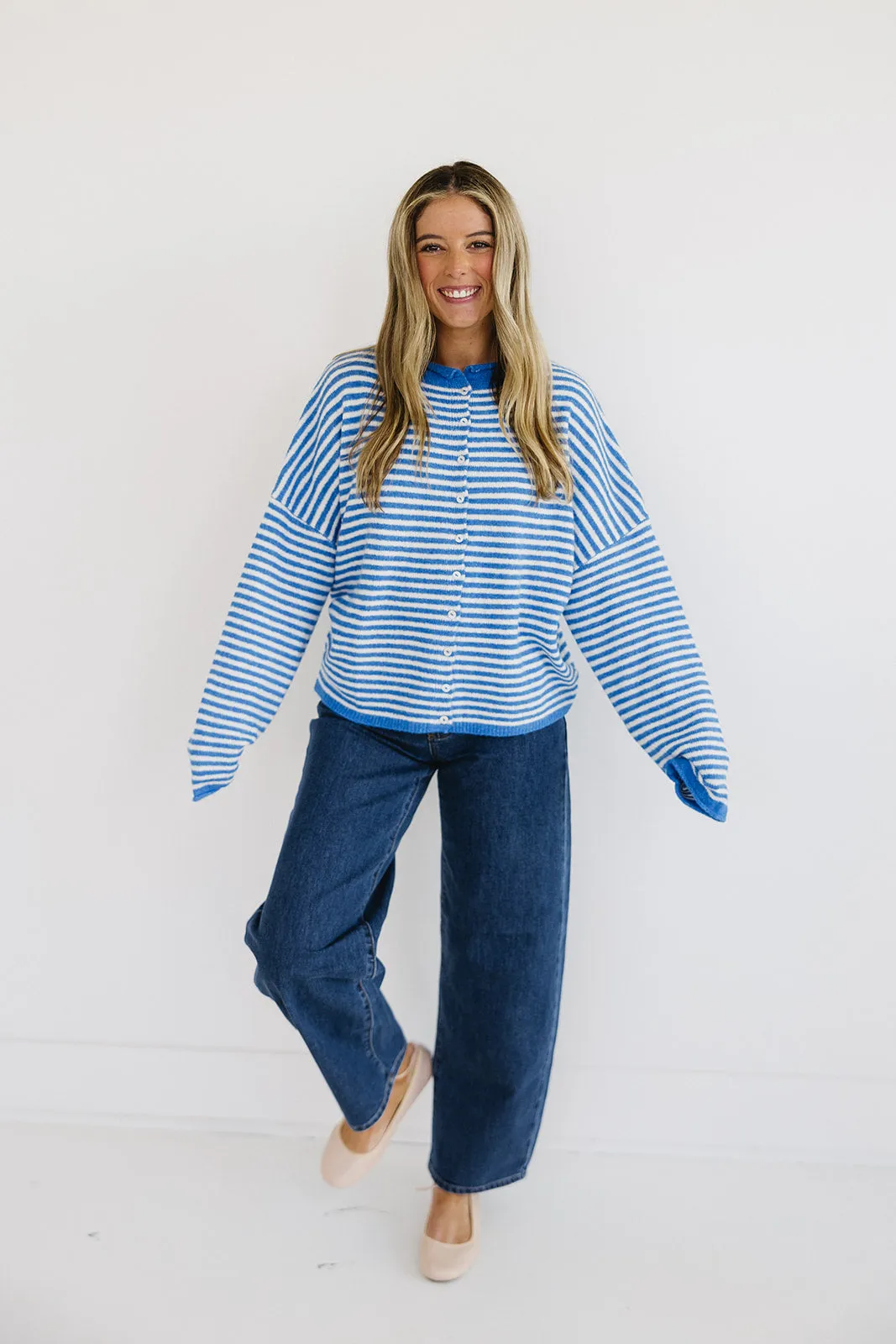 Tyler Stripe Cardigan - Blue