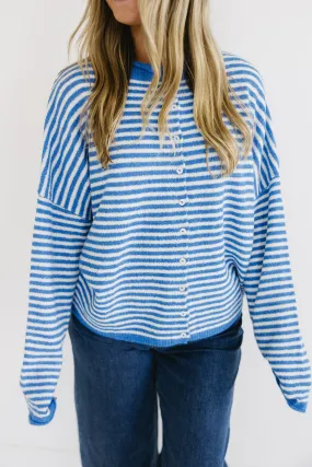 Tyler Stripe Cardigan - Blue