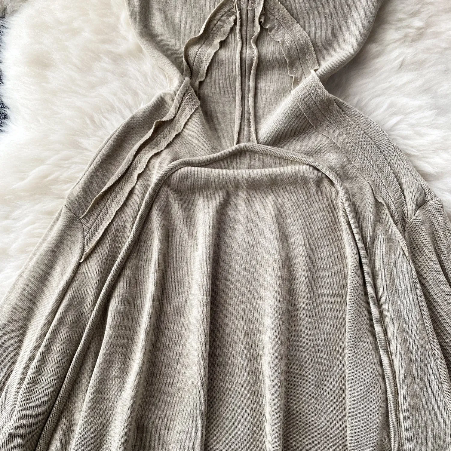 U-collar Solid Color Slip Dress