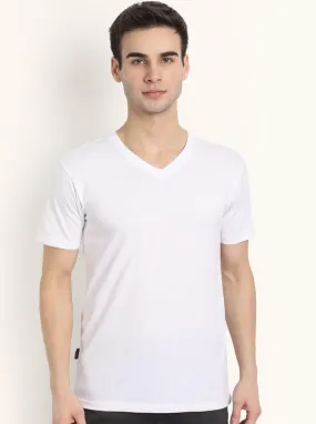 V Neck SHORT SLEEVE T SHIRT - White