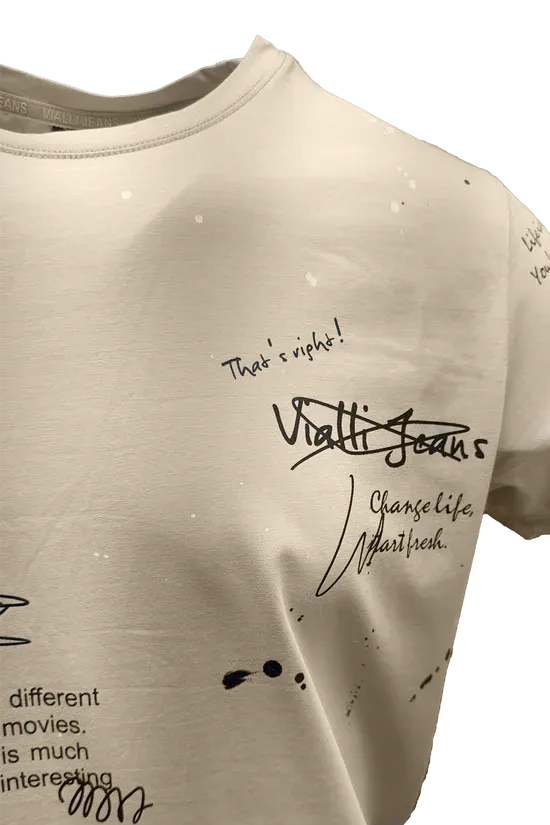 Vialli Irock Cream Grafitti T-Shirt