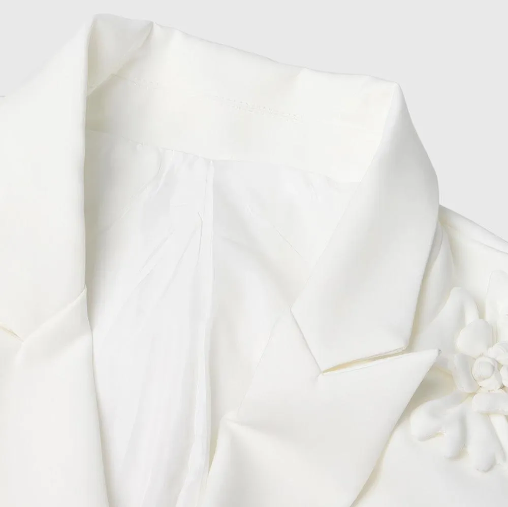 WHITE Blazer with Flowers