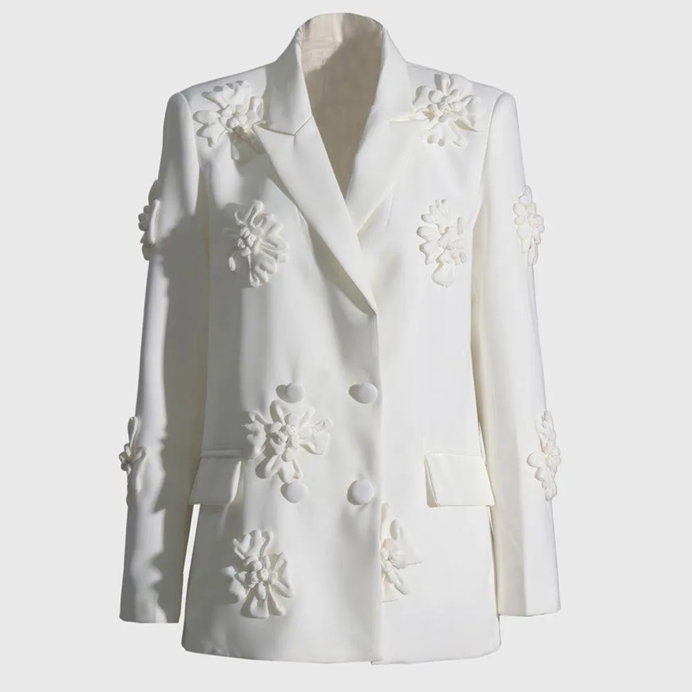 WHITE Blazer with Flowers