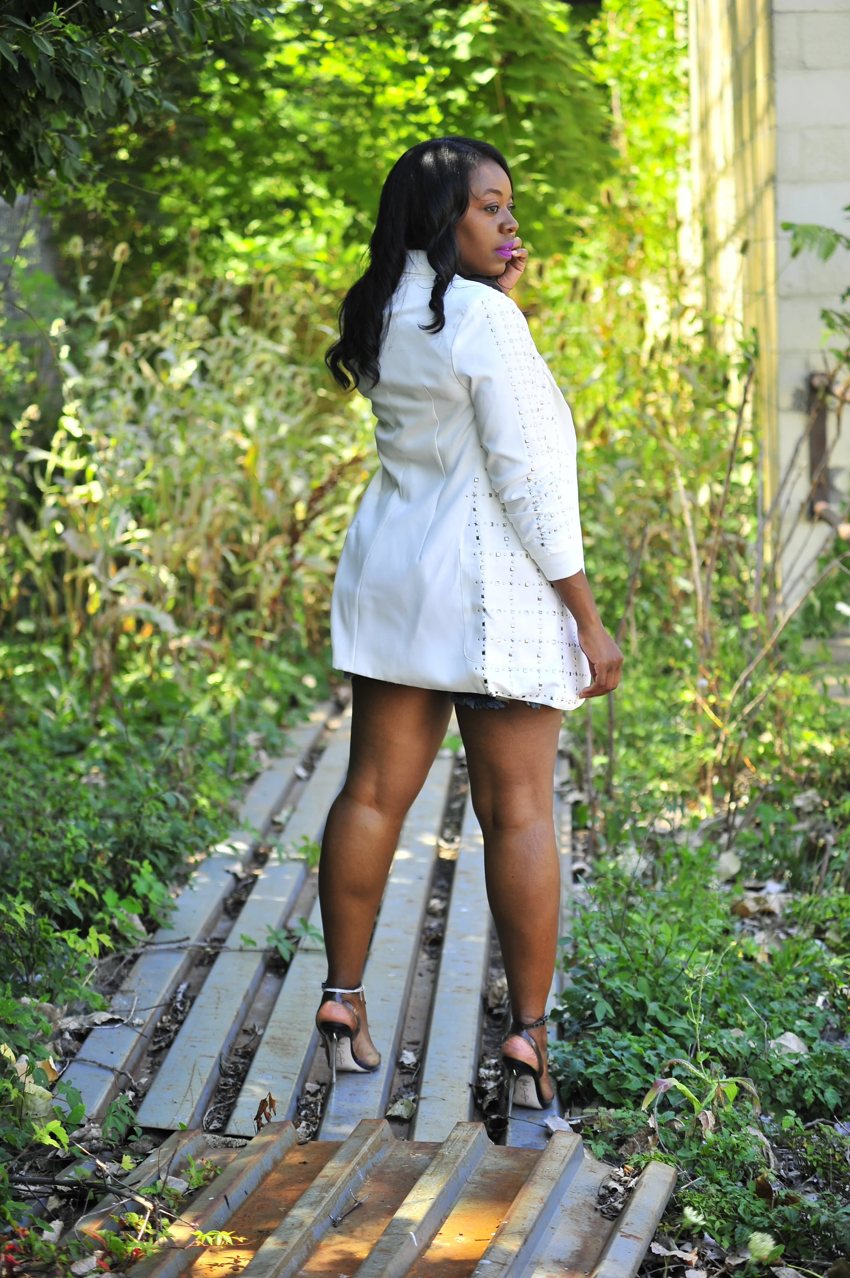 White Silver Studded Blazer