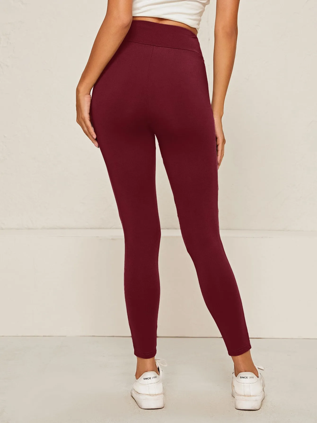 Wide Waistband Mesh Insert Cropped Leggings