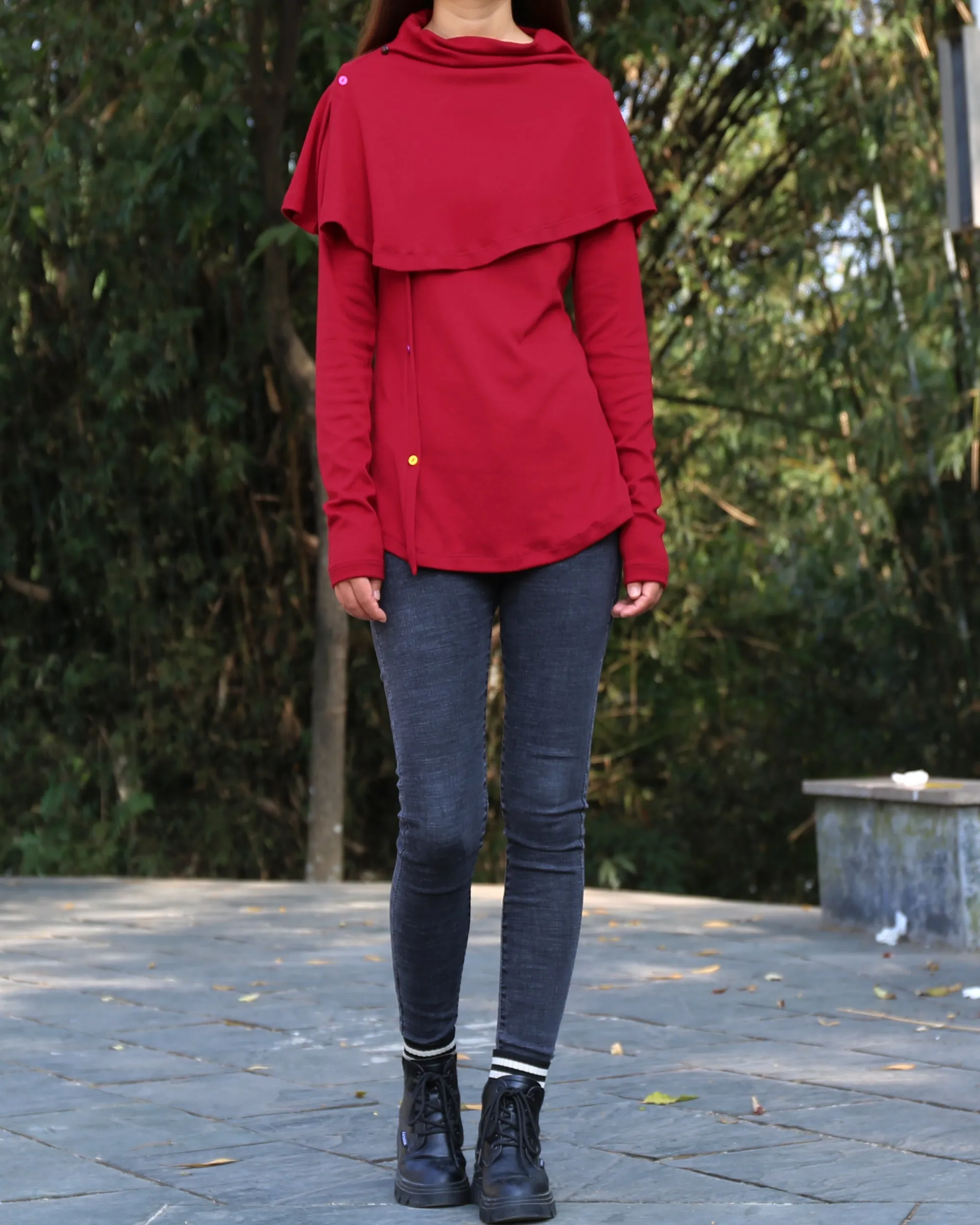 Women's Asymmetric t-shirt/bottoming shirt/long sleeve cotton top/customized top/(Y1018)
