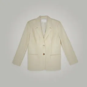 Women's Cream Goatskin Leather Blazer Coat